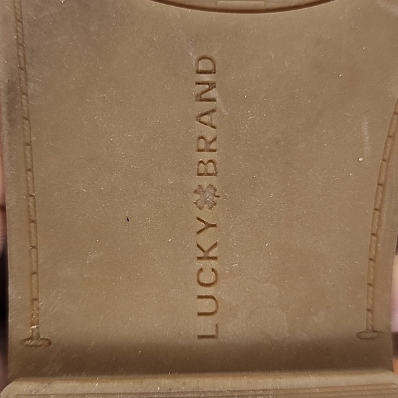 Lucky Brand Women's Tan Leather Sandals Side Buckle Festive Border Design, sz 5 - Picture 16 of 16